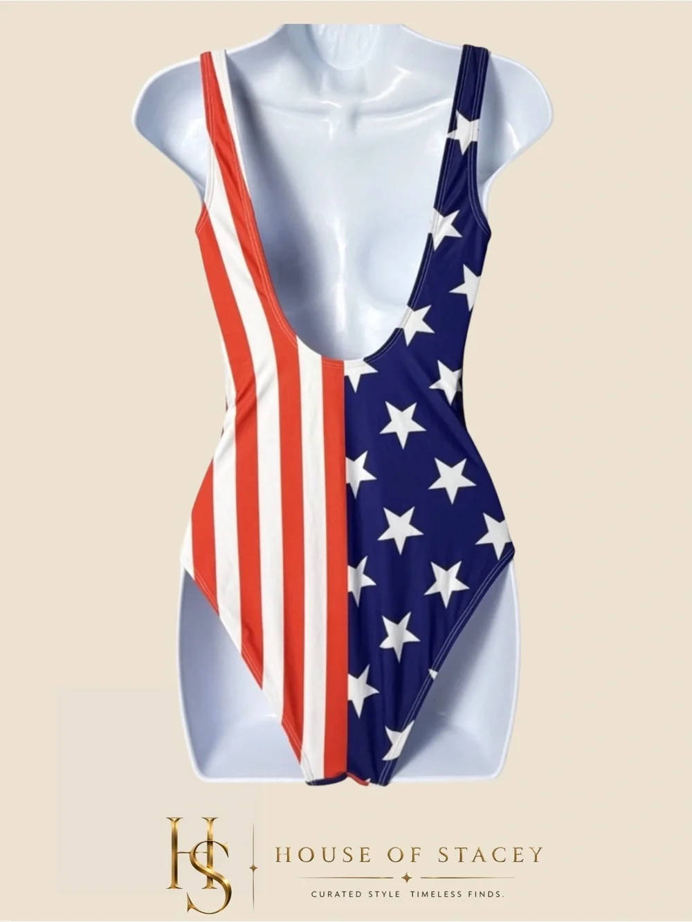 Swimsuit One Piece Patriotic Stars Stripes Small